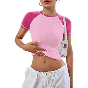 Raglan Colorblock Baby Tee Shirt, LARGE, 7E-154T011